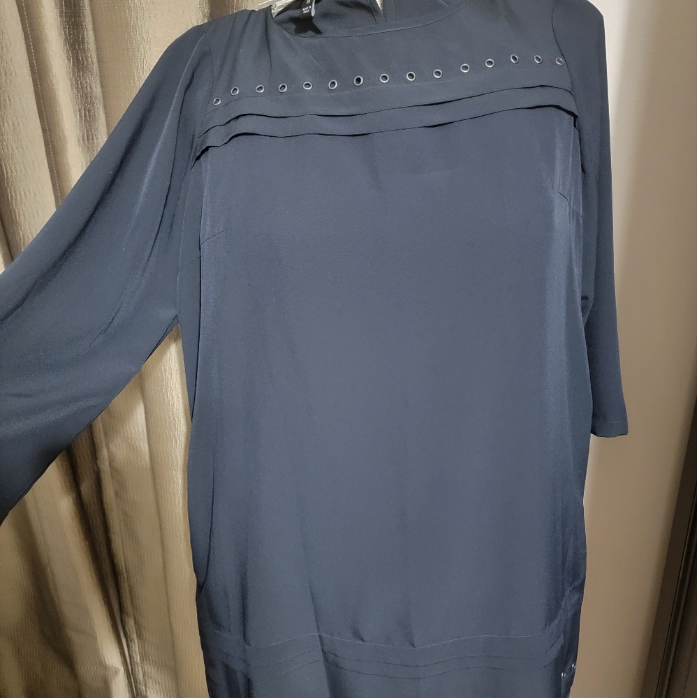 Long sleeve navy dress